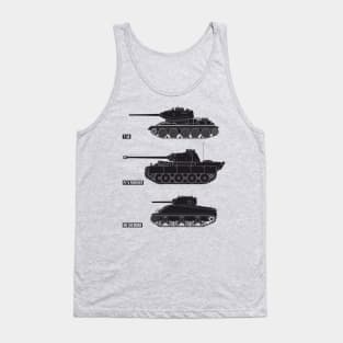 Three famous WW2 tanks of the USSR, Germany and the USA (black) Tank Top